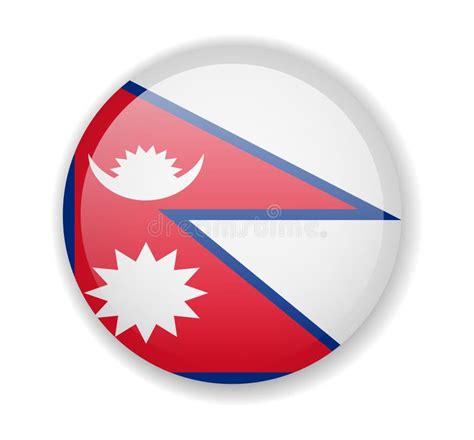 Icono Brillante Redondo De La Bandera De Nepal En Un Fondo Blanco Stock