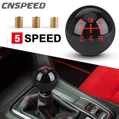 Cnspeed 5 Speed Round Ball Gear Shift Knob Jdm With M8 M10 M12 Adapter Replacement Shifter