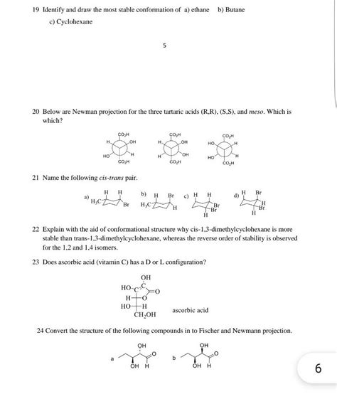 SOLVED 19 Identify And Draw The Most Stable Conformation Of A Ethane