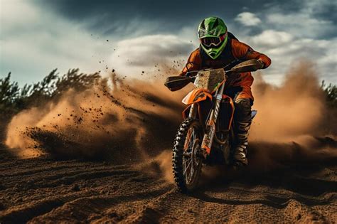 Premium Ai Image Motocross Rider On The Race Extreme Motocross Concept