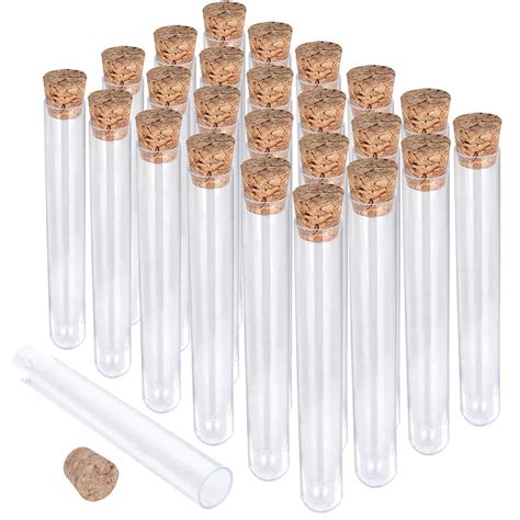 Buy 25PCS Plastic Test Tubes with Lids – 10ml Clear Plastic Tubes with Cork Stoppers 16x100mm ...