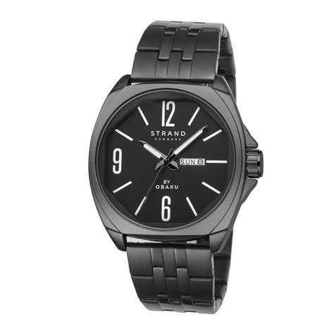 Buy Strand By Obaku Douglas Dark Analog Tonneau Dial Mens Watch Black