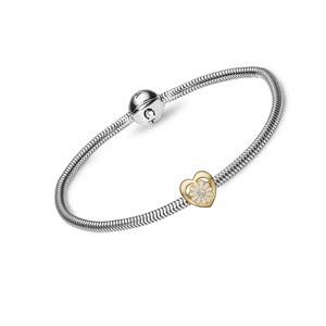 Christina Forgyldt Hjerte Med Marguerit Charm Med Lab Diamant