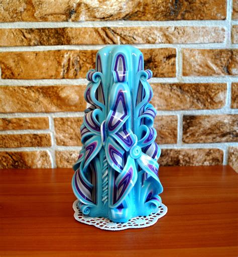 Unique candles blue candles Unique candle gift Home decor | Etsy