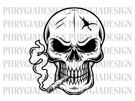 Skull Smoking Weed Svg Skull Svg Skull Smoking Joint Svg Skull