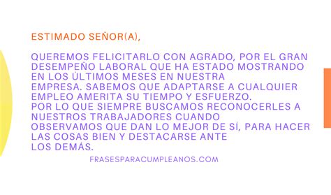 Carta de Felicitación Por Desempeño Laboral Frases Cumple