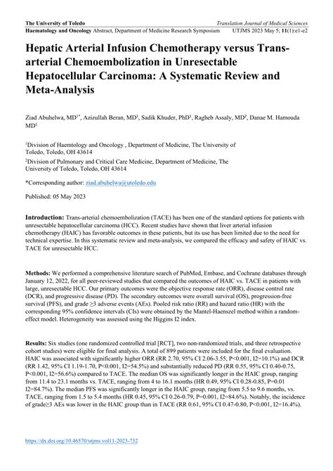 (PDF) Hepatic Arterial Infusion Chemotherapy versus Trans-arterial ...