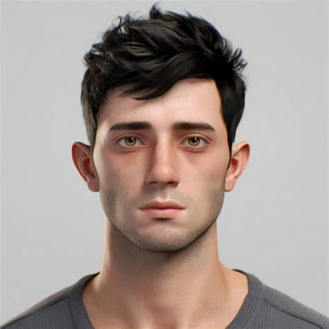 Premium AI Image | Portrait of a young man with black hair and green eyes