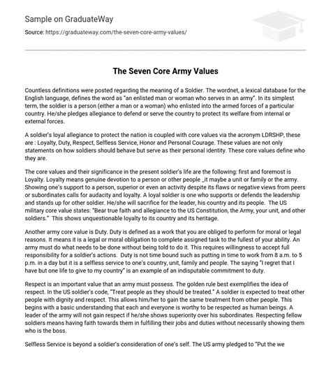 ⇉the Seven Core Army Values Essay Example Graduateway