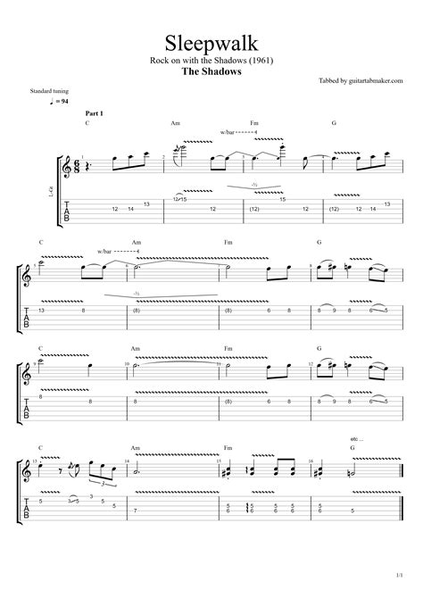 Sleepwalk Guitar Chords