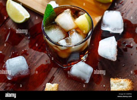 Rum With Ice Cocktail Whiskey Stock Photo Alamy