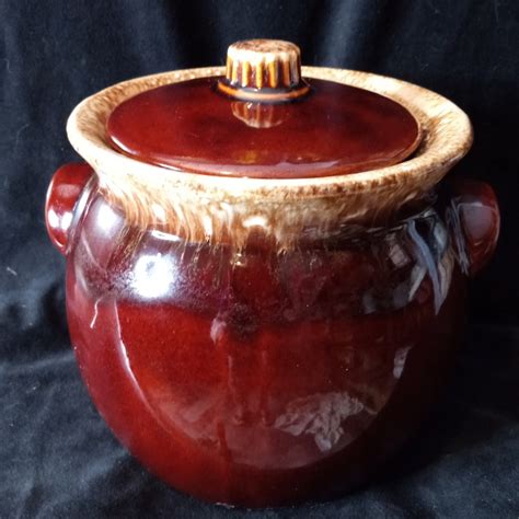 Vintage Hull Usa Ovenproof Brown Stoneware Crock Baked Bean Etsy