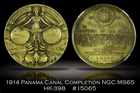 1914 Panama Canal Completion Medal Hk 398 Ngc Ms65 Carried On First Canal Trip Ebay