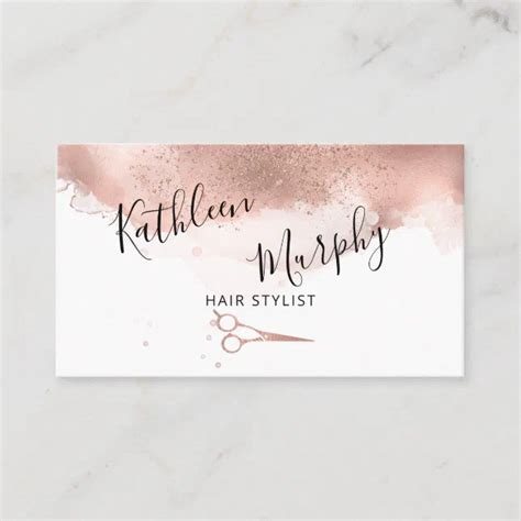 Hair Stylist Rose Gold Glitter Beauty Salon Business Card Zazzle