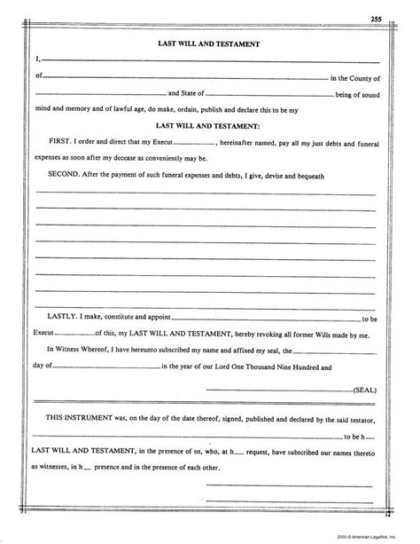 Free Fillable Last Will Form Florida Printable Forms Free Online