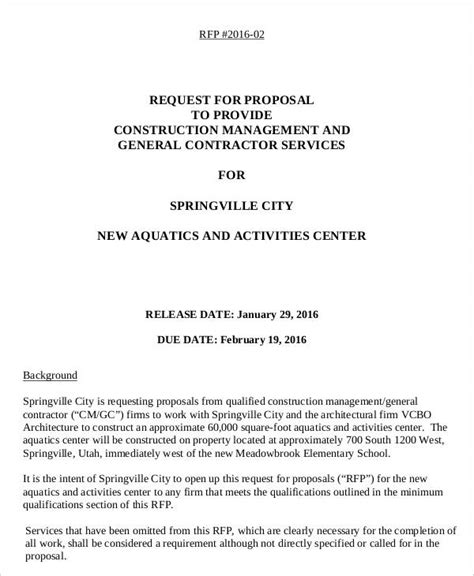 Construction Request For Proposal Template