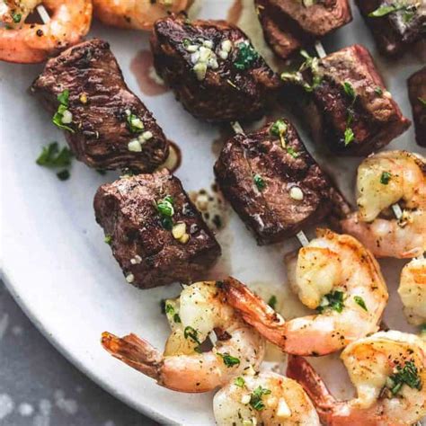 Garlic Butter Surf And Turf Kabobs Steak And Shrimp Creme De La Crumb