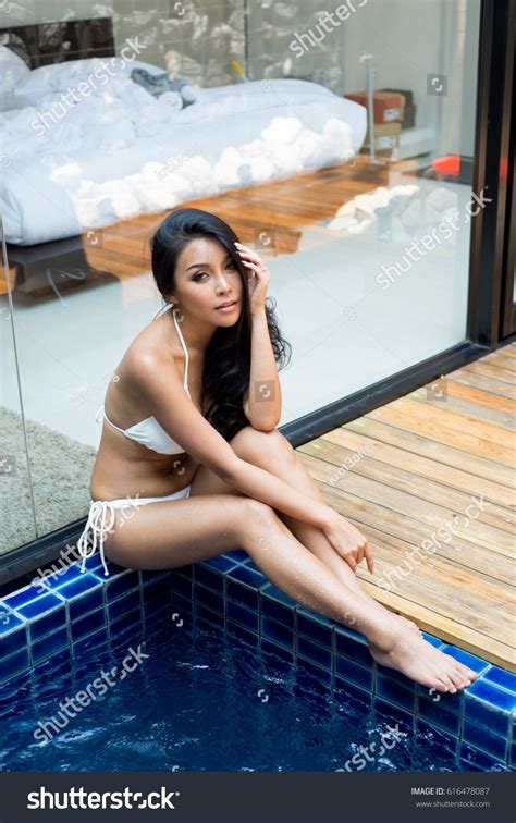 Sexy Asian Woman White Bikini Stock Photo Shutterstock