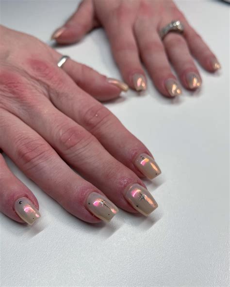 Peachy Chrome X Silver Chrome Starbursts 🍑⛓️ Hard Gel Overlay On My