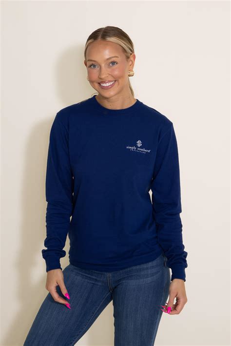 Simply Southern Long Sleeve Cheer Up T Shirt For Women In Blue Clr L