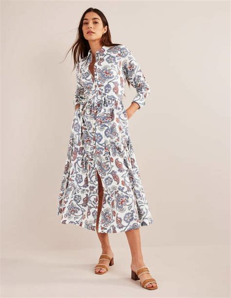 Tiered Cotton Maxi Shirt Dress Nightshadow Blue Boden Eu