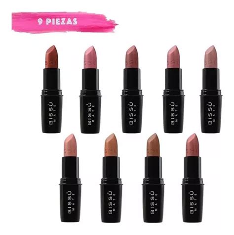 Set Labiales Mate Bissu Kit Piezas Tonos Nude Env O Gratis