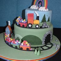 Choo Choo Rainbow Train Decorated Cake By Linda Milne Cakesdecor