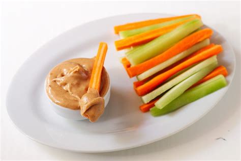 Carrot And Cucumber Sticks With Almond Butter Healthy Savory Snacks