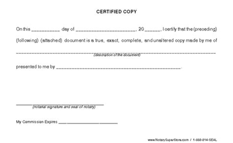 Notary Public Certified Copies Certificates Notary Supplies