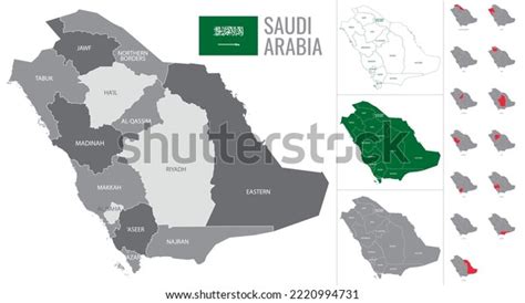 Detailed Vector Map Regions Saudi Arabia Stock Vector (Royalty Free ...