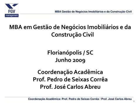 PPT MBA em Gestão de Negócios Imobiliários e da Construção Civil