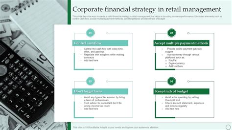 corporate financial strategy  retail management