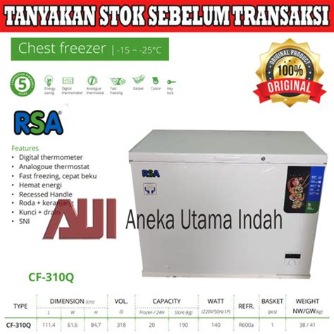 Jual Rsa Cf Q Chest Freezer Freezer Box Penyimpanan Frozen Food