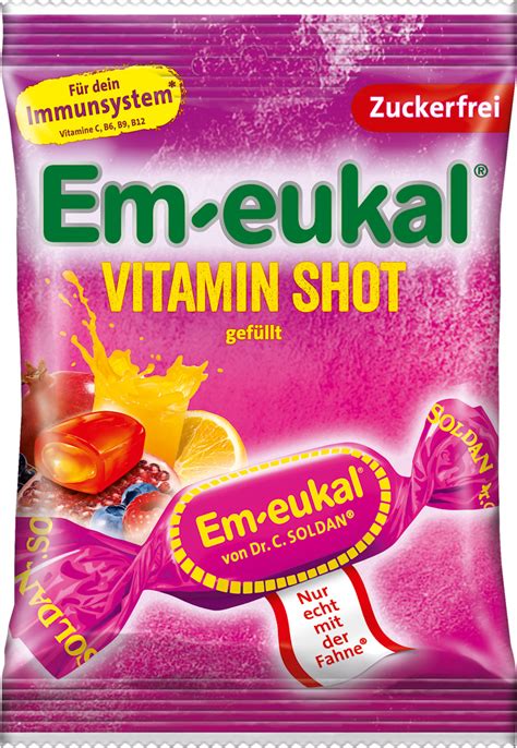 Em eukal Bonbon Vitamin Shot gefüllt zuckerfrei 75 g dauerhaft