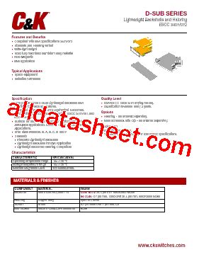 D Sub Datasheet Pdf C K Components