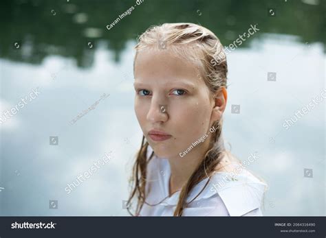 Blonde Teenage Girl Face Portrait Wet Stock Photo Shutterstock