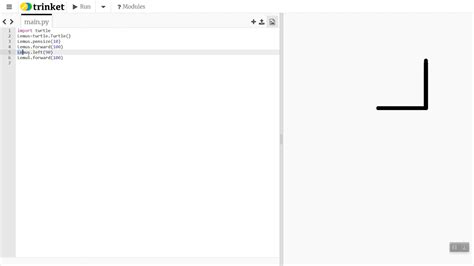 Trinket Python Turtle Lesson Draw A Square Youtube