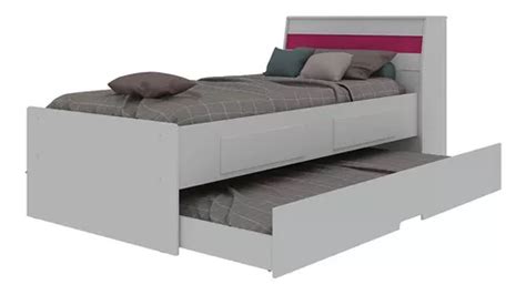 Cama Bibox Solteiro Ba Teen Branco Pink Gelius M Veis