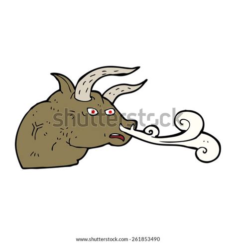 Cartoon Snorting Bull Head Stock Vector (Royalty Free) 261853490 ...