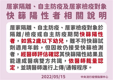 快篩陽即確診放寬！ 指揮中心︰3類對象的2歲以下幼兒也適用 生活 自由時報電子報