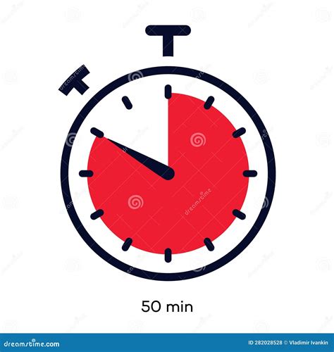 Timer 50 Minutes Symbol Color Line Style Stock Vector Illustration Of