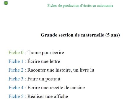 Fichier de production décrits en autonomie GS Enseigner et apprendre