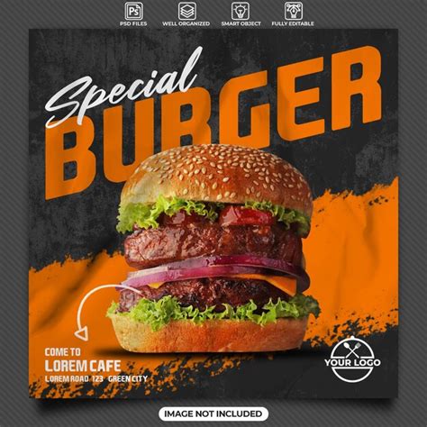 Premium Psd Special Burger Social Media Instagram Post Template