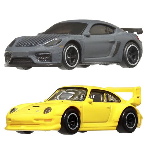 HOT WHEELS PREMIUM SET 2 MASINUTE METALICE PORSCHE 993 GT2 SI PORSCHE 718 CAYMAN GT4 SCARA 1 64