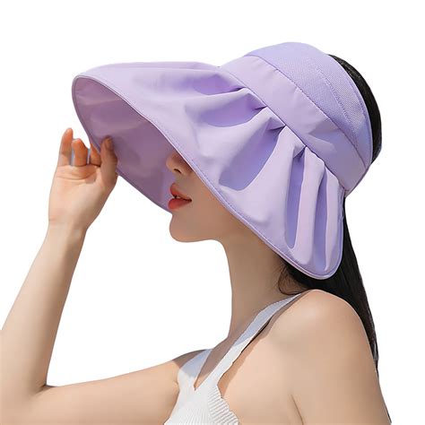 Sun Visors Foldable Sun Hats For Women With Uv Protection Wide Brim