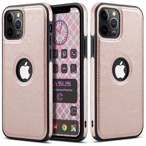 Casus Logo View Classic Slim Leather Case For Iphone Pro Max Pink