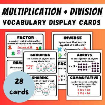 28 Multiplication and Division Vocabulary Posters | Math Word Wall ...