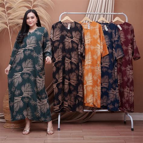 Jual Longdres Motif Daster Lengan Panjang Busui Kancing Depan Bahan