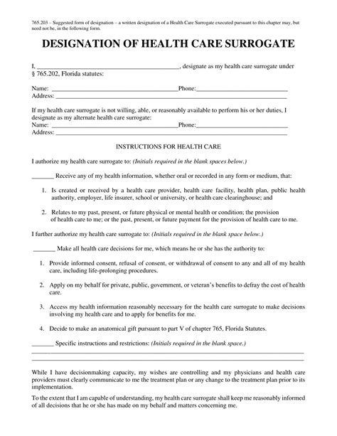 Blank Florida Health Care Surrogate Form Fill Out And Print PDFs