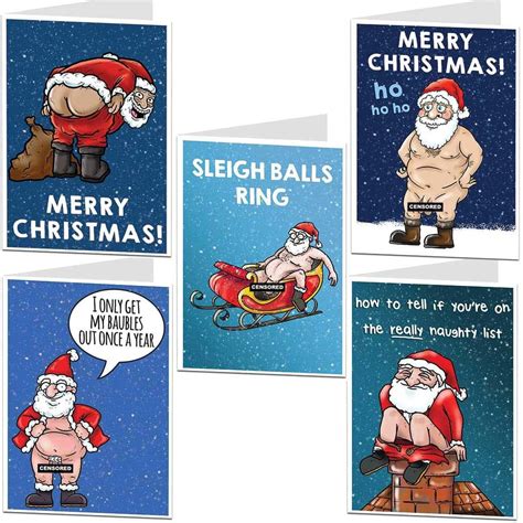 Funny Rude Santa Christmas Card Pk For Adults X10 Uk